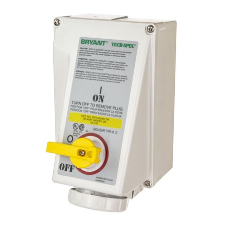 BRYANT Female Mechanically Interlocked Receptacle, 30A 125V AC BRY330MI4W